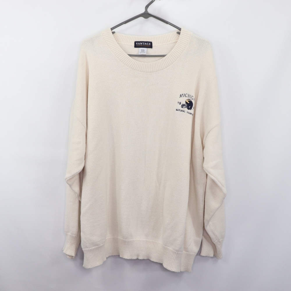 90s Mens 2XL Michigan Football 1997 Sweater Cream